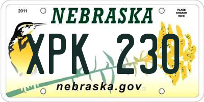 NE license plate XPK230
