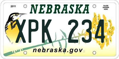 NE license plate XPK234