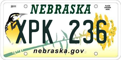 NE license plate XPK236
