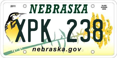 NE license plate XPK238