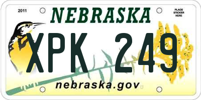 NE license plate XPK249