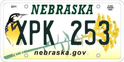 NE license plate XPK253