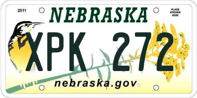 NE license plate XPK272