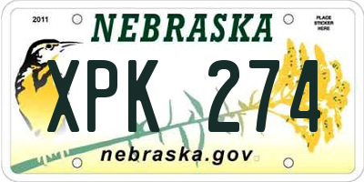 NE license plate XPK274