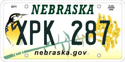 NE license plate XPK287