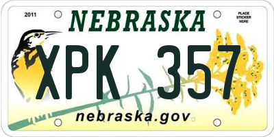 NE license plate XPK357