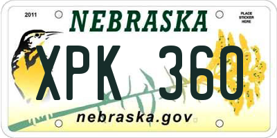 NE license plate XPK360