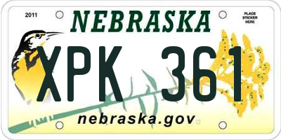 NE license plate XPK361