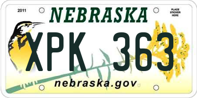 NE license plate XPK363