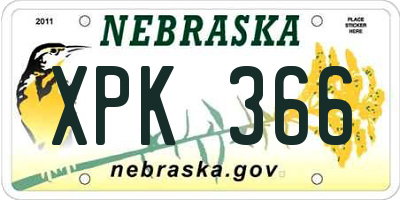 NE license plate XPK366