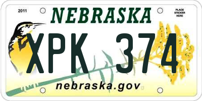 NE license plate XPK374