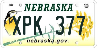 NE license plate XPK377