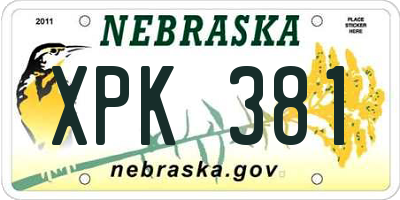 NE license plate XPK381