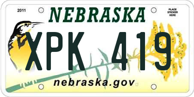 NE license plate XPK419