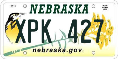 NE license plate XPK427
