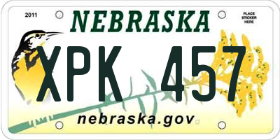 NE license plate XPK457