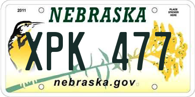 NE license plate XPK477