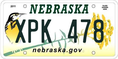 NE license plate XPK478