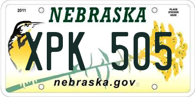NE license plate XPK505