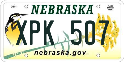 NE license plate XPK507