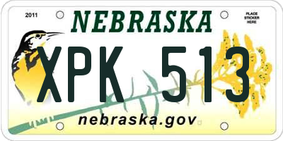 NE license plate XPK513