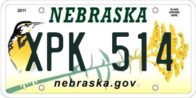 NE license plate XPK514