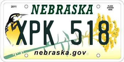 NE license plate XPK518