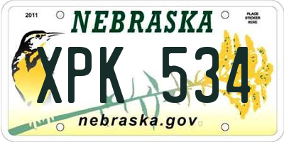 NE license plate XPK534