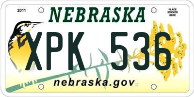 NE license plate XPK536