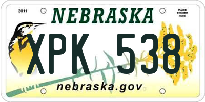 NE license plate XPK538