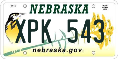 NE license plate XPK543
