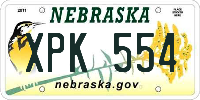 NE license plate XPK554