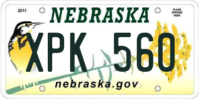 NE license plate XPK560