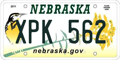 NE license plate XPK562