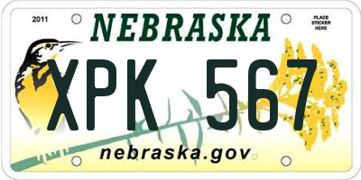 NE license plate XPK567