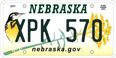 NE license plate XPK570