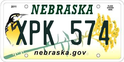 NE license plate XPK574