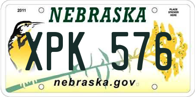 NE license plate XPK576