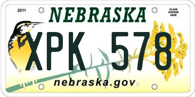 NE license plate XPK578