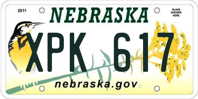 NE license plate XPK617