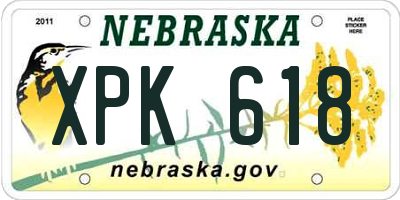 NE license plate XPK618