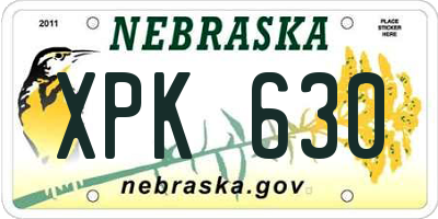 NE license plate XPK630