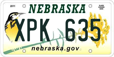 NE license plate XPK635