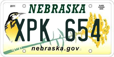 NE license plate XPK654
