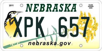 NE license plate XPK657