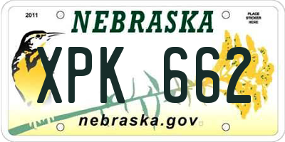 NE license plate XPK662