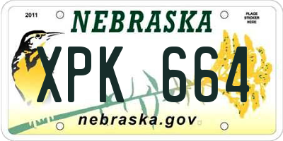 NE license plate XPK664
