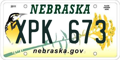 NE license plate XPK673