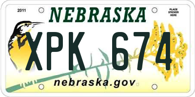 NE license plate XPK674