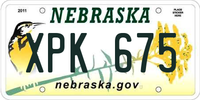 NE license plate XPK675